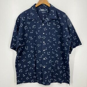 Polo Ralph Lauren Short Sleeve Button Shirt Men's XL Blue Clayton Nautical Boats